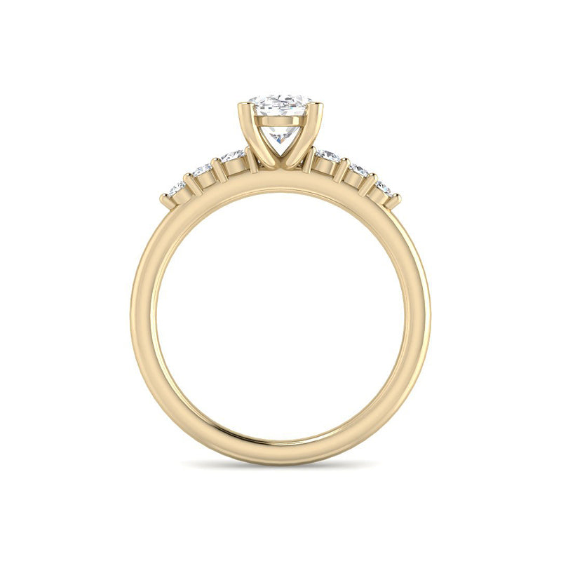 Oval Solitaire Gradual Round Accent Stones (Yellow Gold)