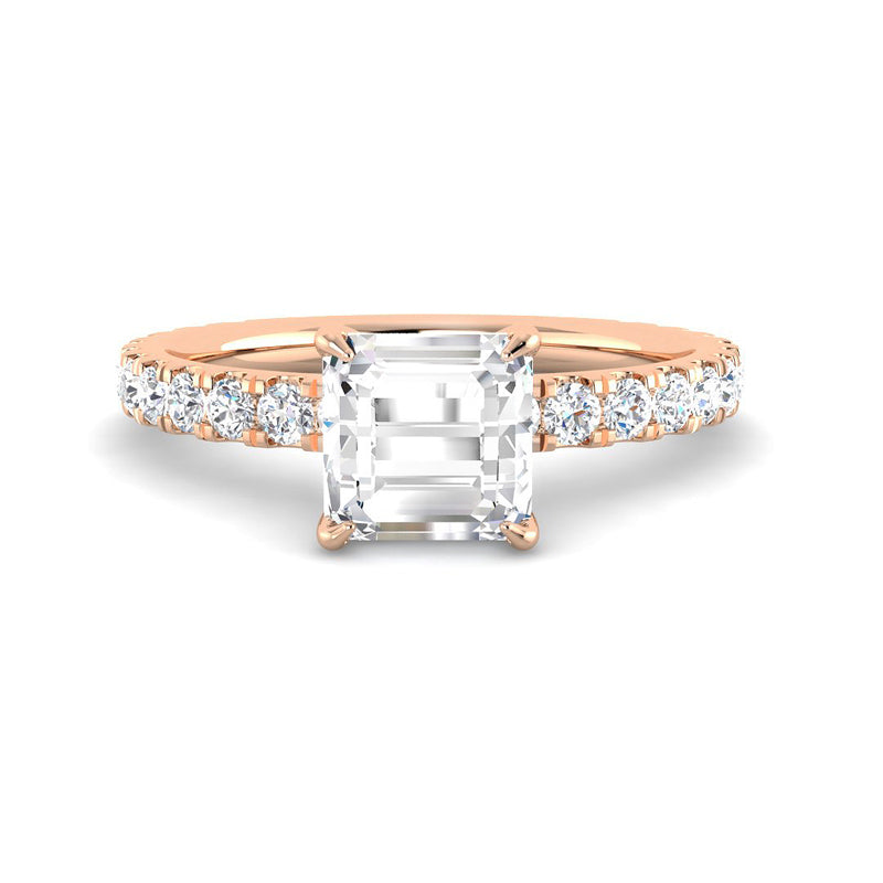 Asscher Solitaire Pavé Band Setting (Rose Gold)