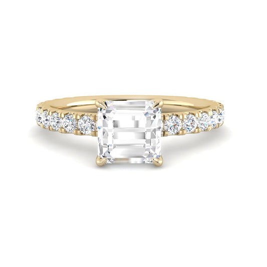 Asscher Solitaire Pavé Band Setting (Yellow Gold)