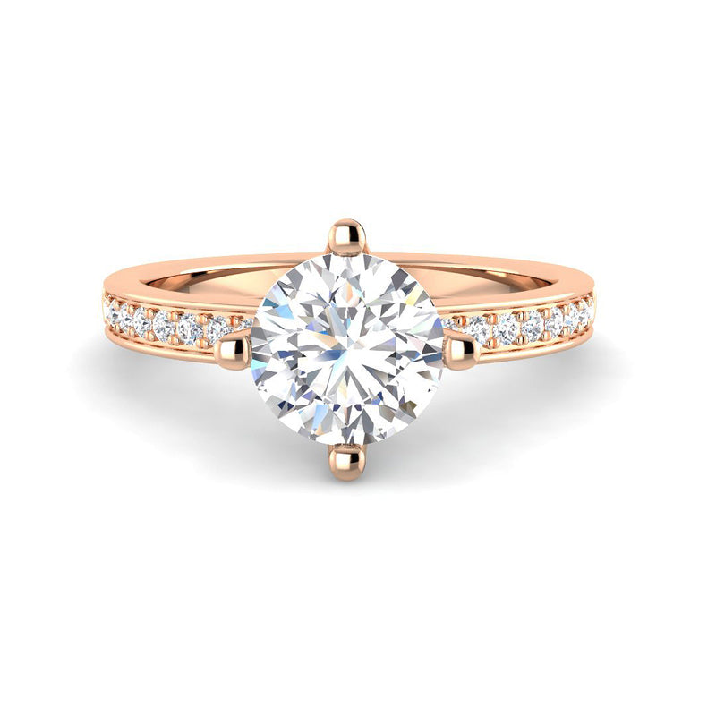 Round Solitaire w. Diamond Channel Band (Rose Gold)
