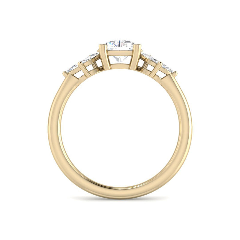 Emerald Cut w. Floral Marquise Cluster Side Stones (Yellow Gold)