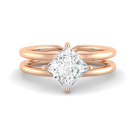 Princess Solitaire Compass Hidden Halo Setting (Rose Gold)