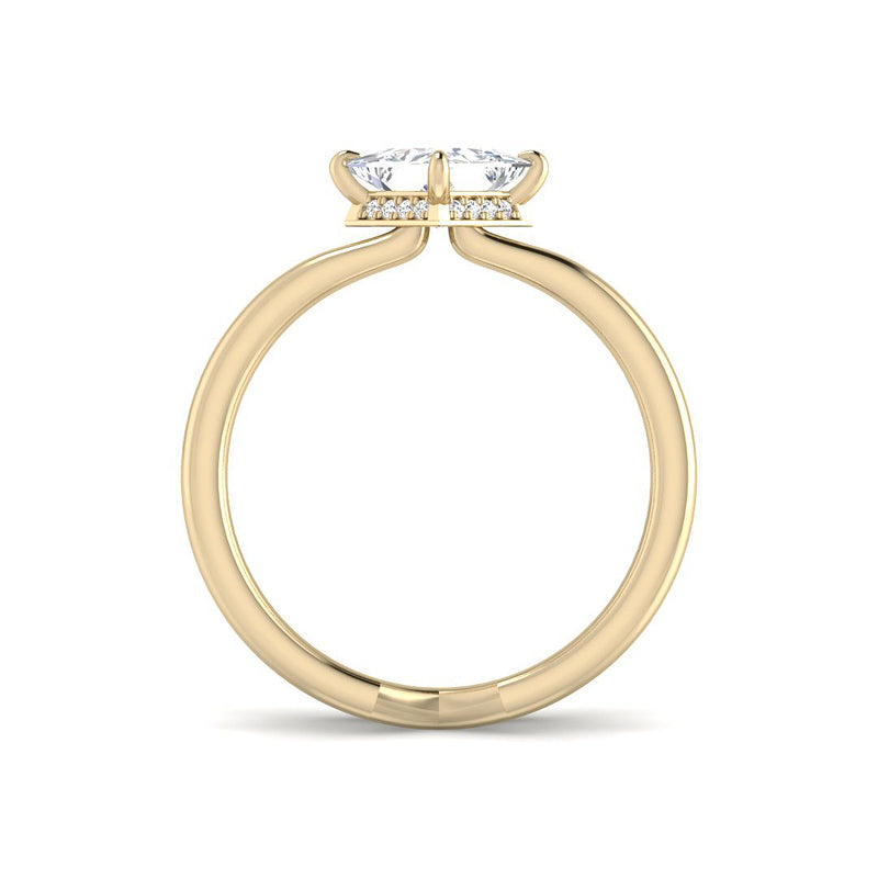 Princess Solitaire Compass Hidden Halo Setting (Yellow Gold)