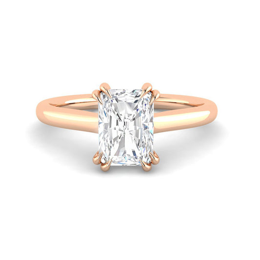 Emerald Cut Cathedral w. Double Claws (Rose Gold)