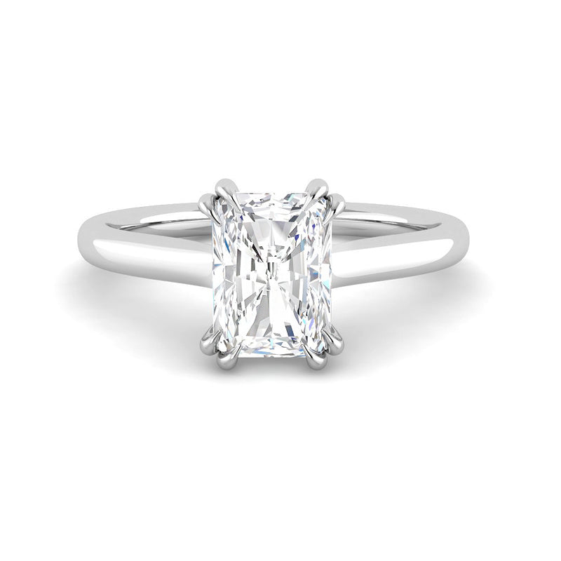 Emerald Cut Cathedral w. Double Claws (White Gold)