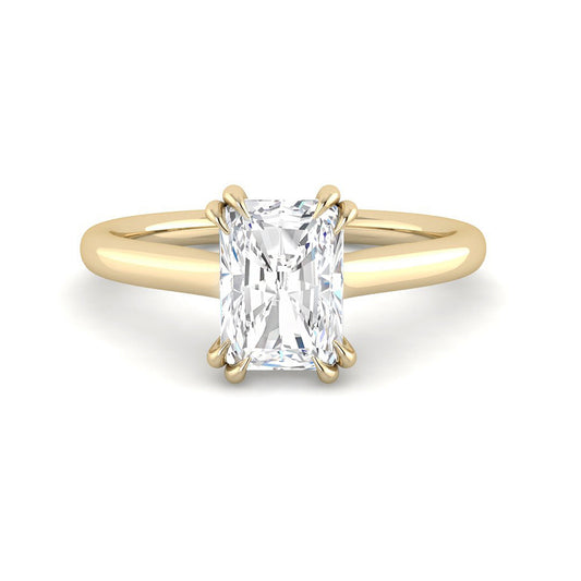 Emerald Cut Cathedral w. Double Claws (Yellow Gold)