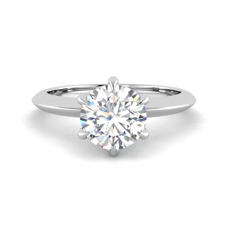 6-Prong Claw Prong w. Knife Edge Band (White Gold)