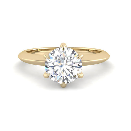 6-Prong Claw Prong w. Knife Edge Band (Yellow Gold)