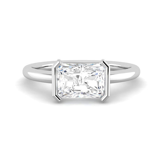 East-West Half Bezel Emerald Cut (White Gold)