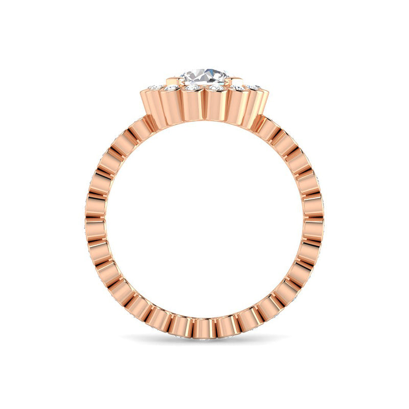 Round Solitaire w. Bezel-Set Accents (Rose Gold)