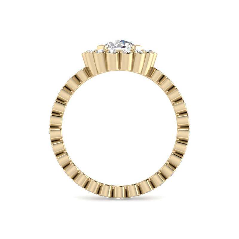 Round Solitaire w. Bezel-Set Accents (Yellow Gold)