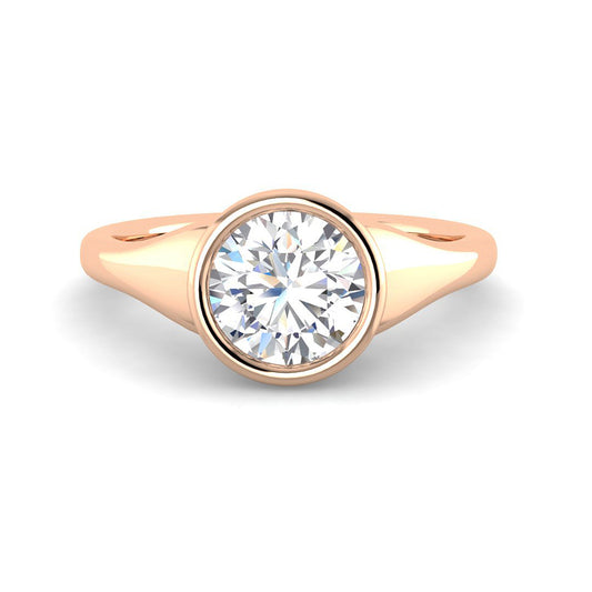 Bezel Set Solitaire in Bathtub Setting (Rose Gold)