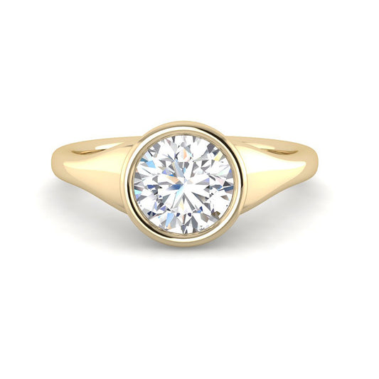 Bezel Set Solitaire in Bathtub Setting (Yellow Gold)