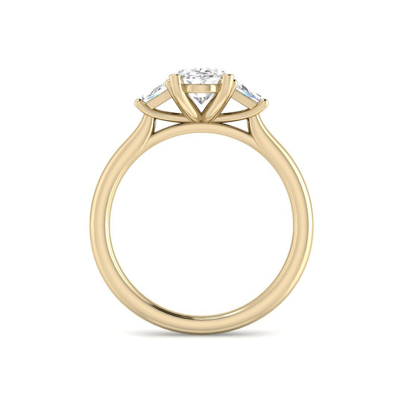 Trilogy Oval Solitaire w. Trapezoids (Yellow Gold)