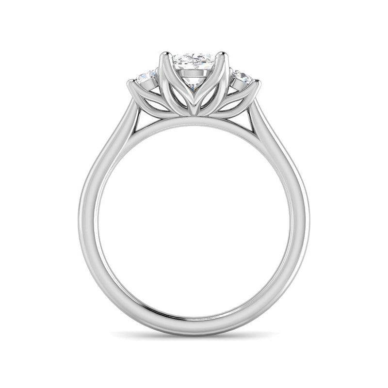 Trilogy Oval Solitaire w. Round Accent Stones (White Gold)