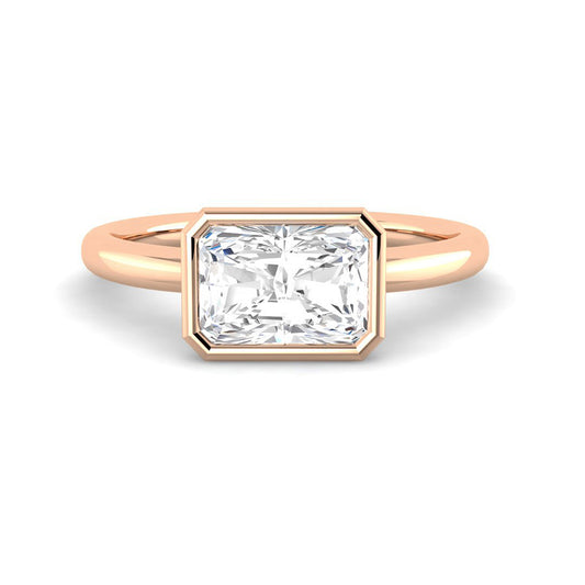 East-West Radiant Cut Bezel w. Open Basket (Rose Gold)