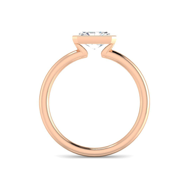 East-West Radiant Cut Bezel w. Open Basket (Rose Gold)