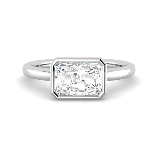 East-West Radiant Cut Bezel w. Open Basket in white gold