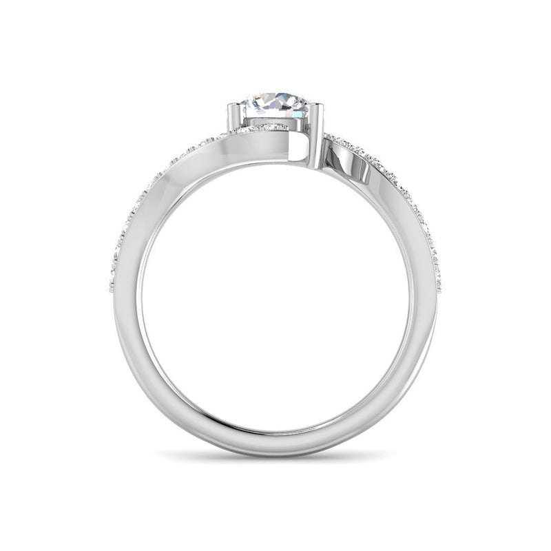 Round Solitaire w. Organic Diamond Band (White Gold)