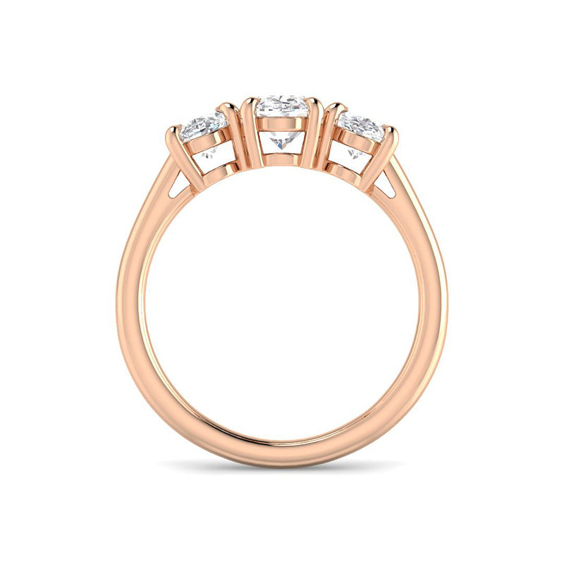 Trilogy Oval Solitaire w. Oval Accent Stones (Rose Gold)