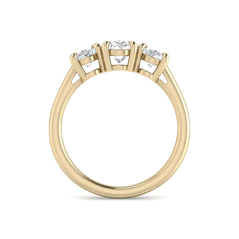 Trilogy Oval Solitaire w. Oval Accent Stones (Yellow Gold)