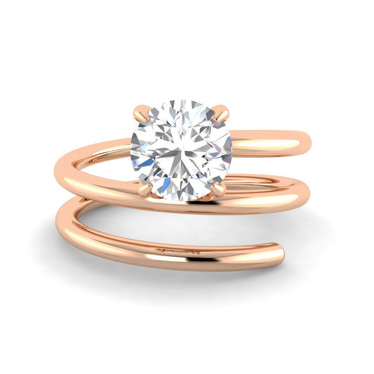 Round Solitaire w. Spiral Band (Rose Gold)