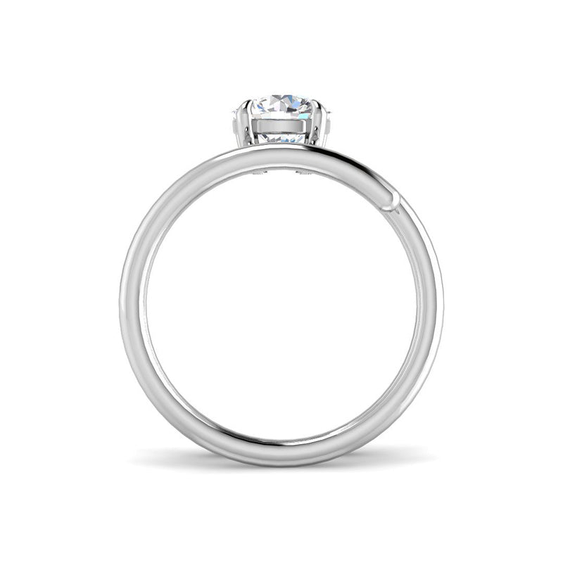 Round Solitaire w. Spiral Band (White Gold)