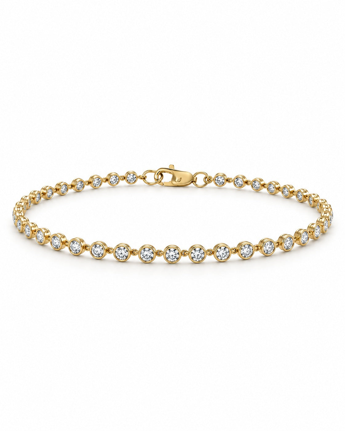 2.40 ct Bezel Set Chain Tennis Bracelet (9k Gold)