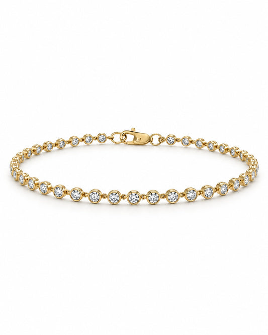 2.40 ct Bezel Set Chain Tennis Bracelet (9k Gold)