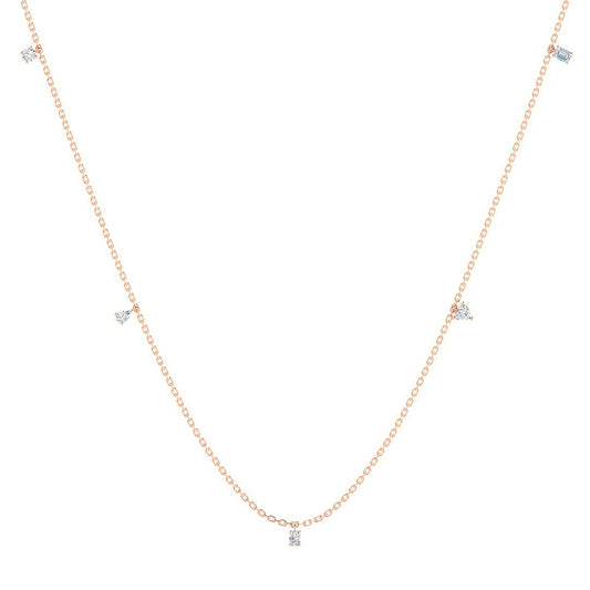 Chain Necklace w. Multi Diamond Shapes (Rose Gold)