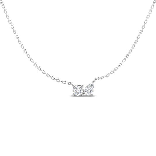 Moi & Toi Necklace w. Pear and Round Diamonds (White Gold)