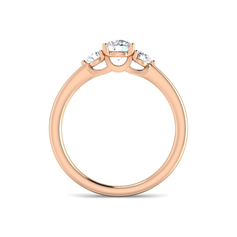 Trilogy Round Diamond Engagement Ring (Rose Gold)