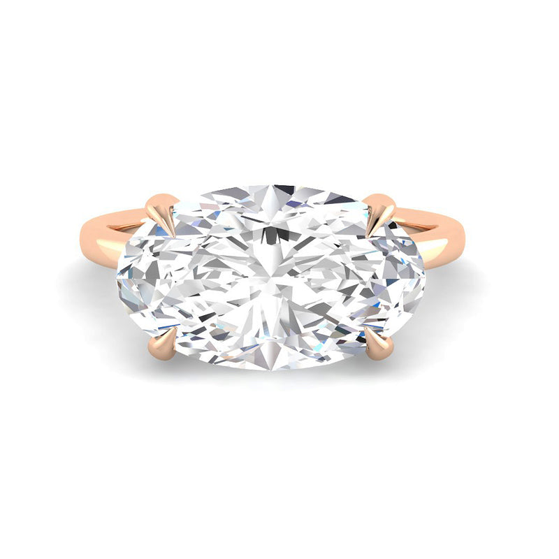 Oval East-West Solitaire w. Hidden Halo (Rose Gold)