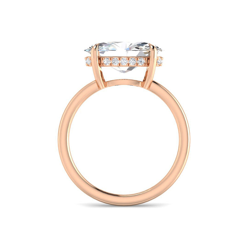 Oval East-West Solitaire w. Hidden Halo (Rose Gold)