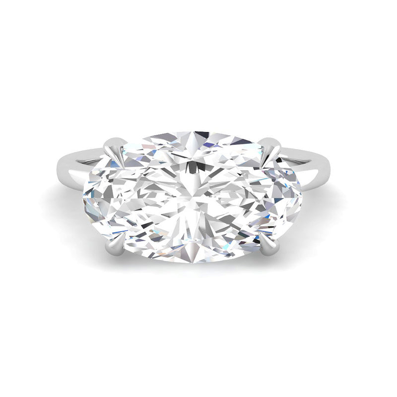 Oval East-West Solitaire w. Hidden Halo (White Gold)