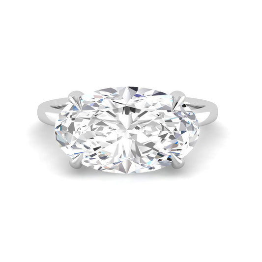 Oval East-West Solitaire w. Hidden Halo (White Gold)