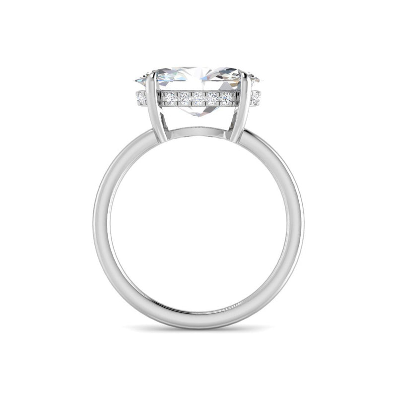 Oval East-West Solitaire w. Hidden Halo (White Gold)