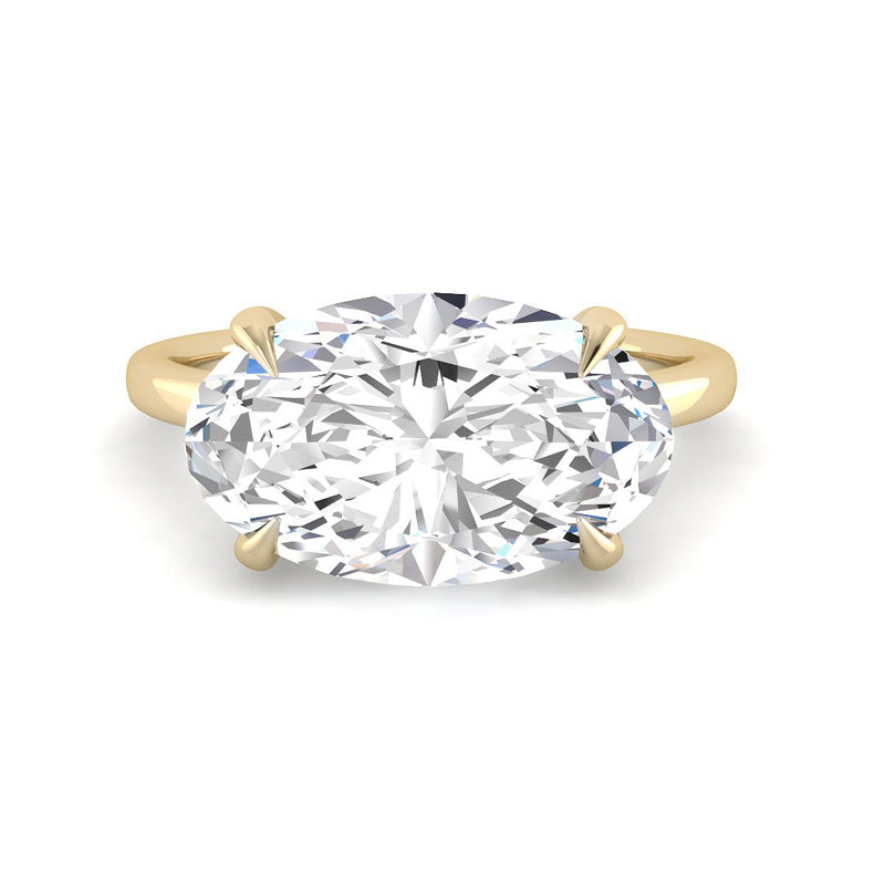Oval East-West Solitaire w. Hidden Halo (Yellow Gold)