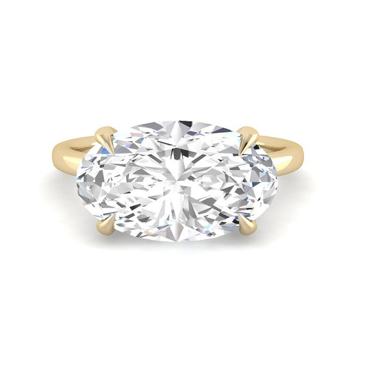 Oval East-West Solitaire w. Hidden Halo (Yellow Gold)