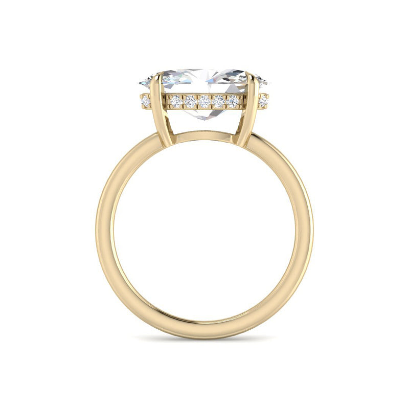 Oval East-West Solitaire w. Hidden Halo (Yellow Gold)