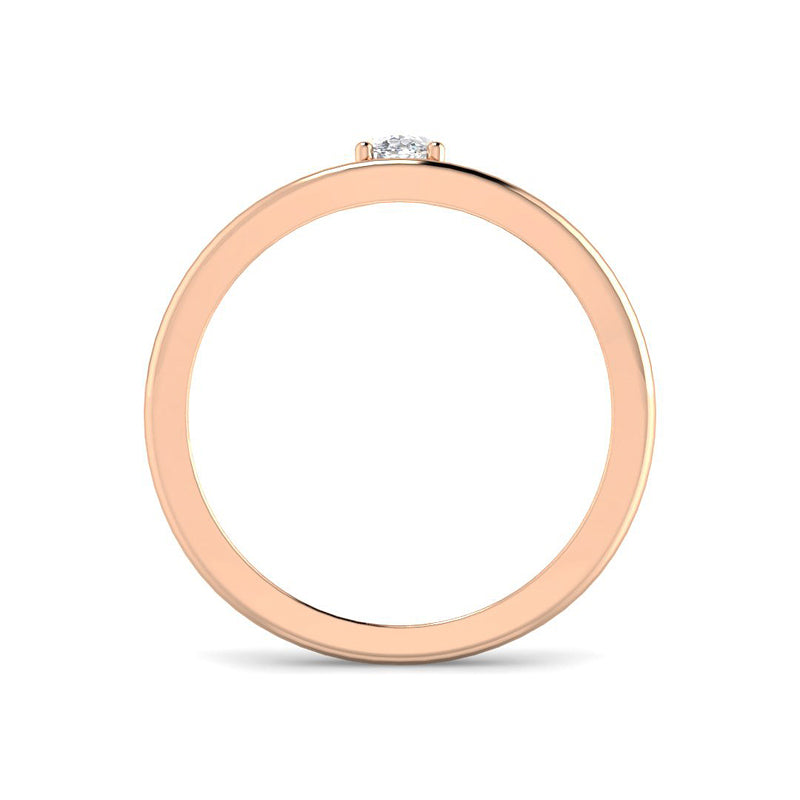 Double Band Ring w. Oval Diamond (Rose Gold)