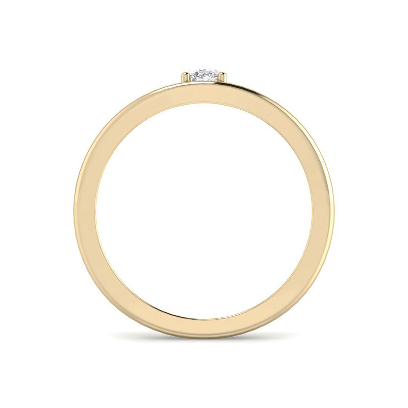 Double Band Ring w. Oval Diamond (Yellow Gold)