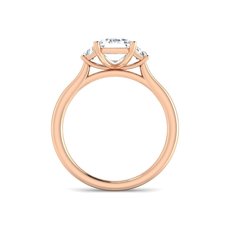 Emerald Cut Trilogy Engagement Ring (Rose Gold)
