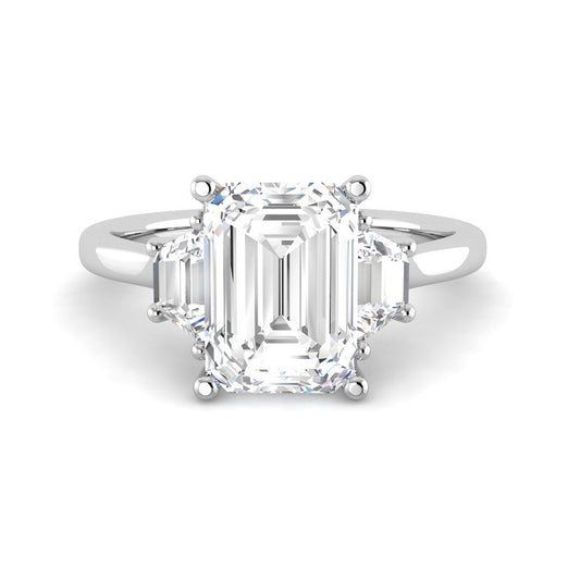 Emerald Cut Trilogy Engagement Ring (White Gold)