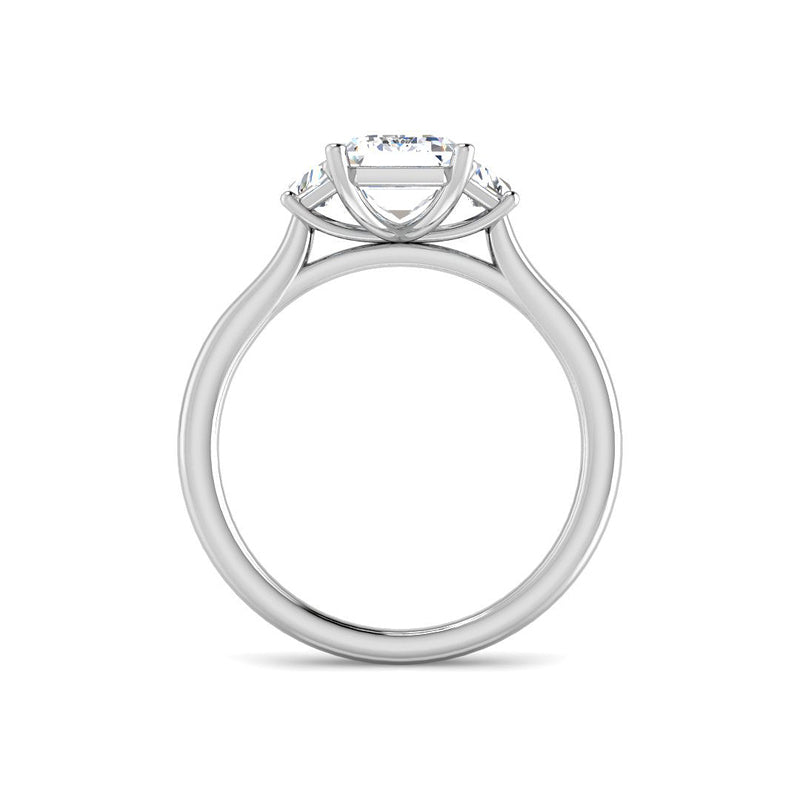 Emerald Cut Trilogy Engagement Ring (White Gold)