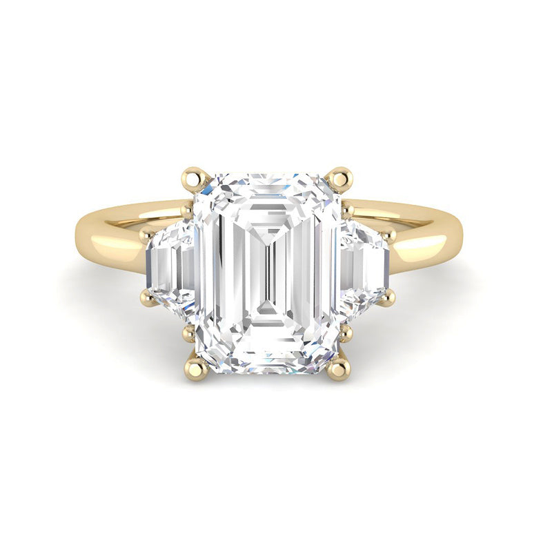 Emerald Cut Trilogy Engagement Ring (Yellow Gold)
