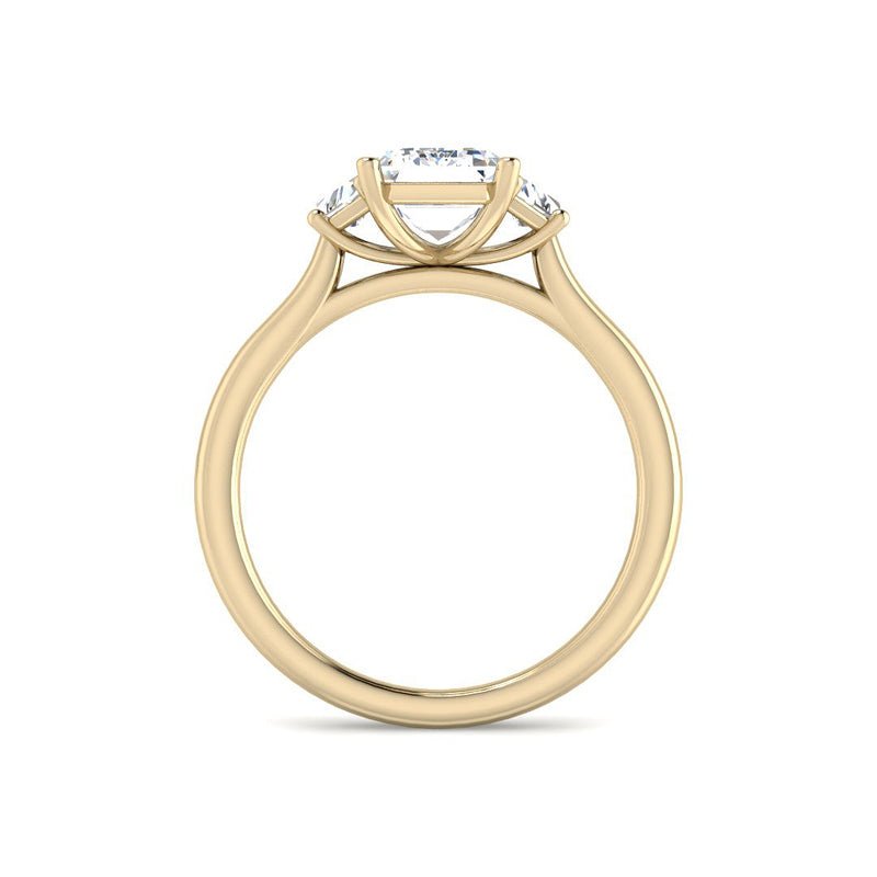 Emerald Cut Trilogy Engagement Ring (Yellow Gold)