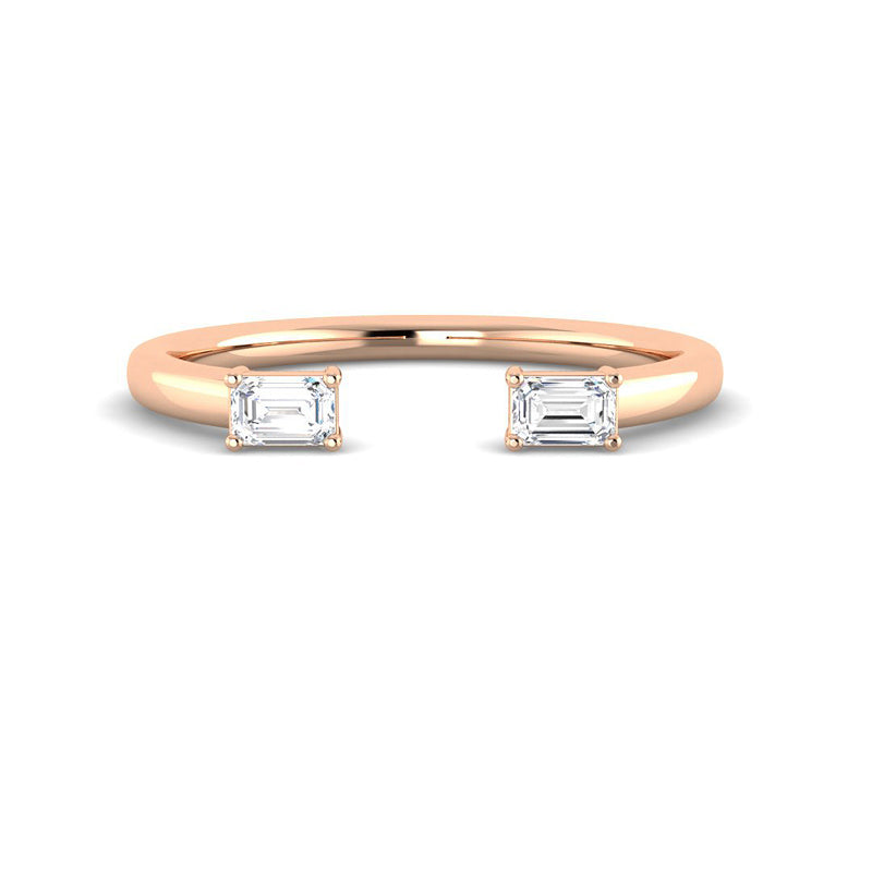 Open Wedding Band w. Baguette Diamonds (Rose Gold)