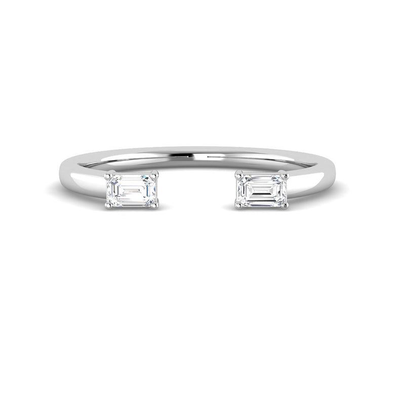 Open Wedding Band w. Baguette Diamonds (White Gold)