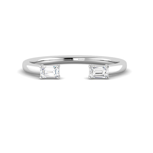 Open Wedding Band w. Baguette Diamonds (White Gold)